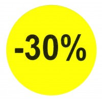 F928 rol @ 2.000 etiketten permanent rond 35 mm fluor geel zwart bedrukt -30%